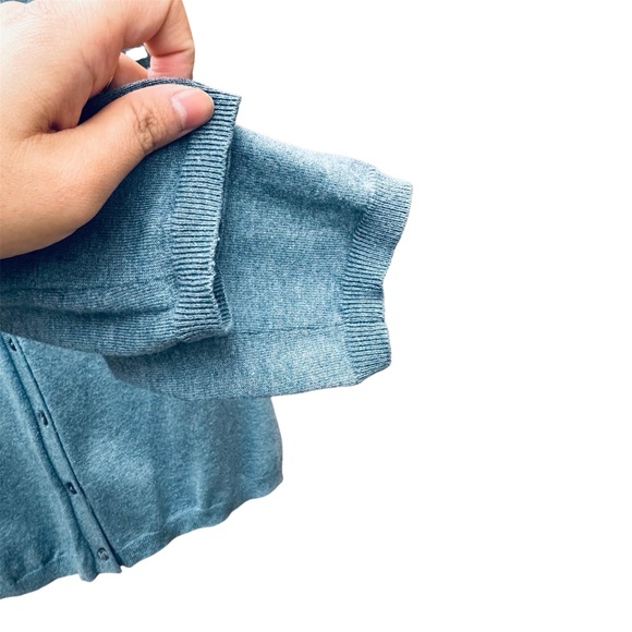 Banana Republic Teal ButtonUp Silk Blend Cardigan Sz-M Old Money Preppy Corpcore - Picture 8 of 12